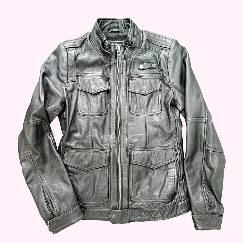 STUNNING Lucky Brand Black Lamb Leather Moto Jacket Women's Small